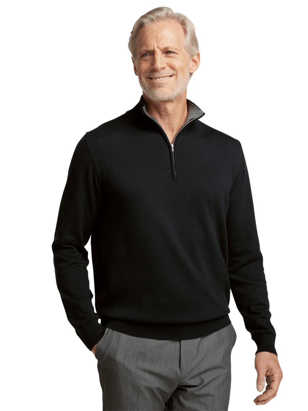 Alternate Image of Supima Cotton Quarter Zip Mock Neck Sweater-1