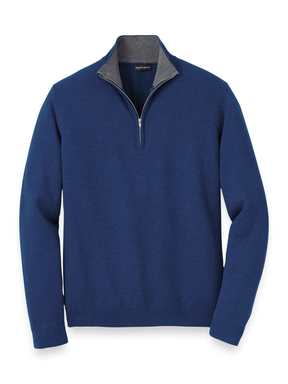 Product Image of Supima Cotton Quarter Zip Mock Neck Sweater-Dark Blue