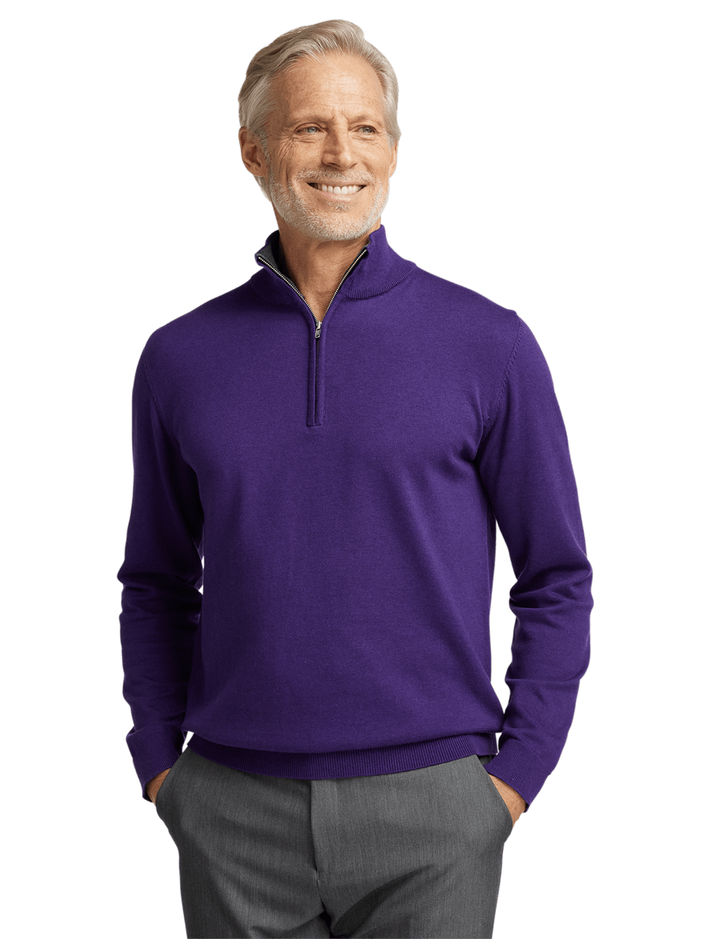 Alternate Image of Supima Cotton Quarter Zip Mock Neck Sweater-1