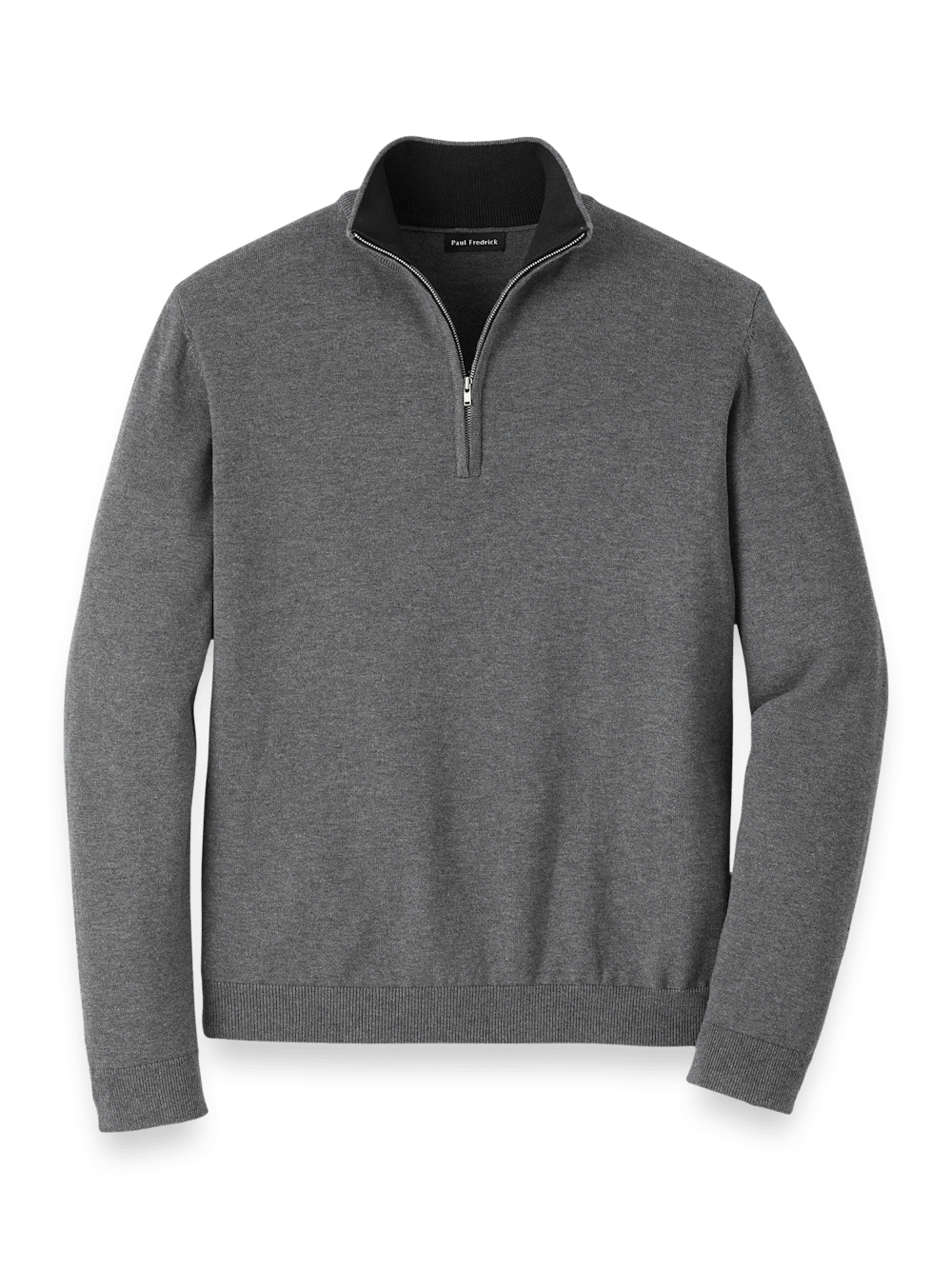 Product Image of Supima Cotton Quarter Zip Mock Neck Sweater-Medium Grey
