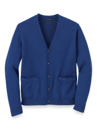 Supima Cotton Button Front Cardigan - Dark Blue