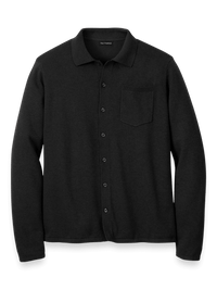Supima Cotton Button Front Polo - Black