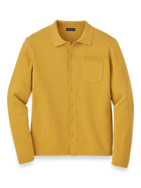 Supima Cotton Button Front Polo - Mustard