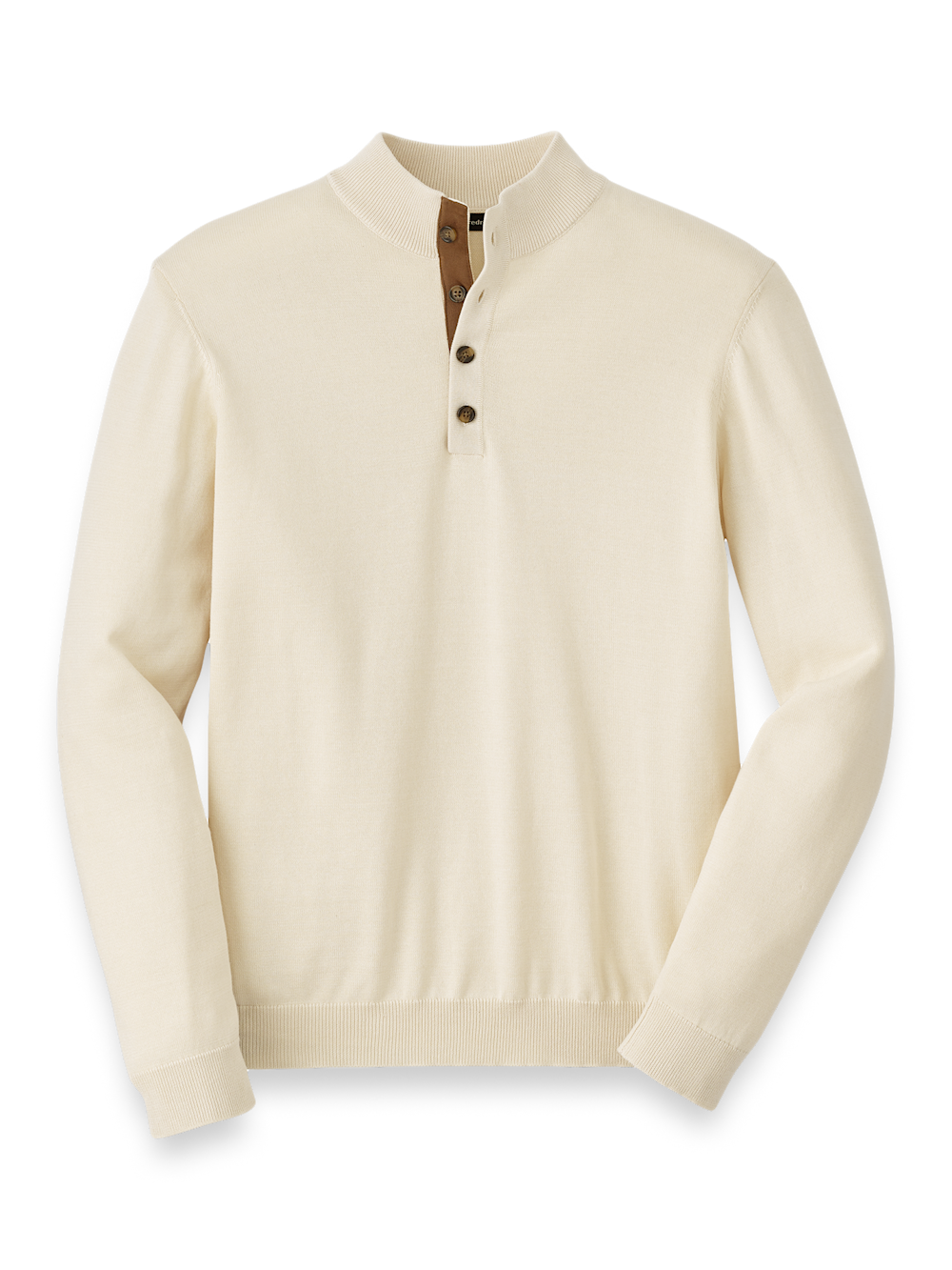Product Image of Supima Cotton Four Button Mock Neck Sweater-Ivory