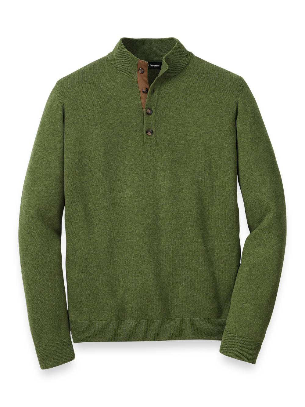 Product Image of Supima Cotton Four Button Mock Neck Sweater-Olive