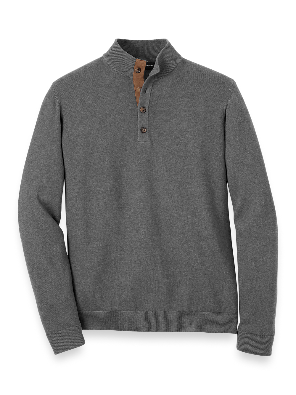 Product Image of Supima Cotton Four Button Mock Neck Sweater-Medium Grey