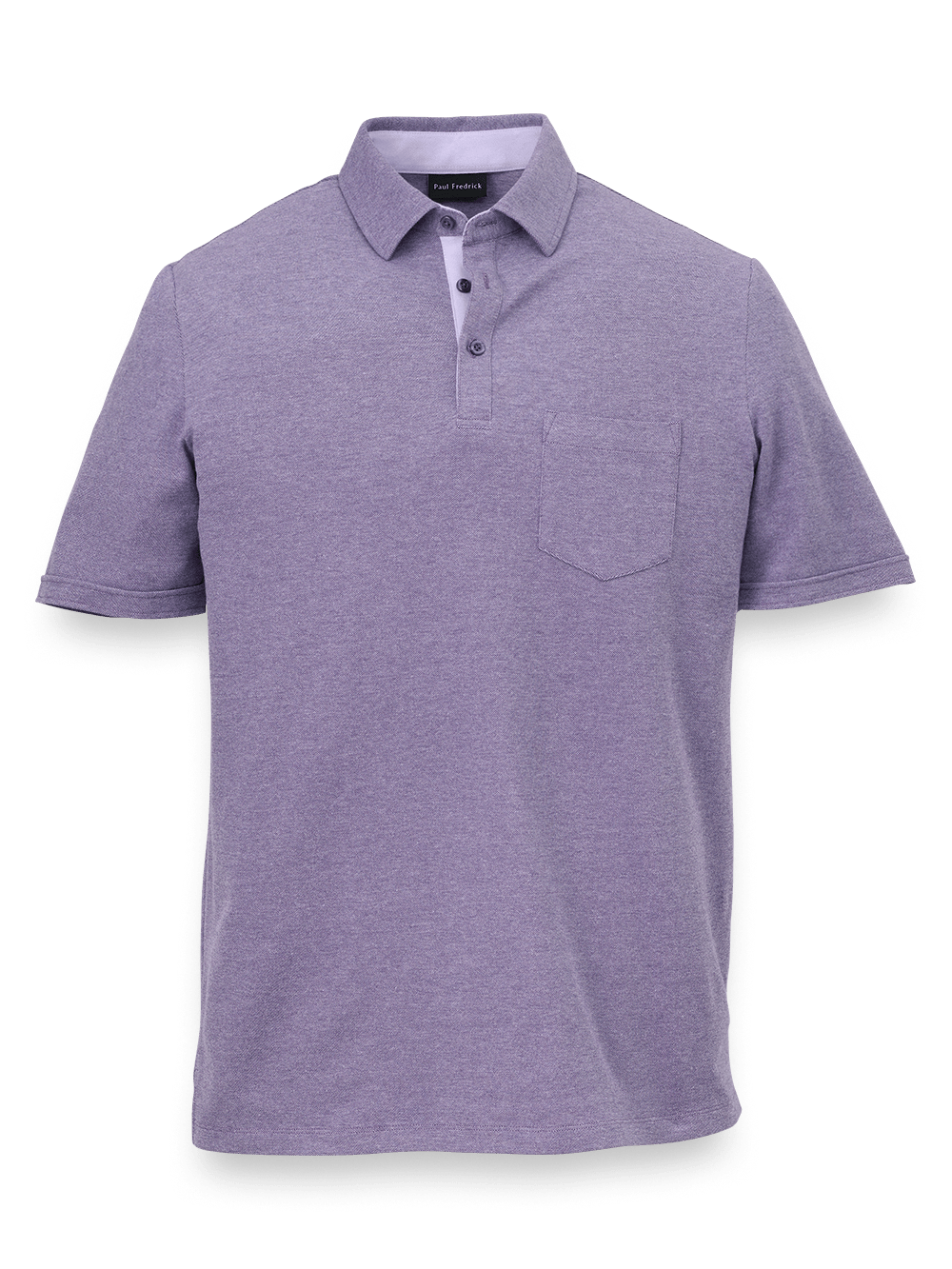 Product Image of Cotton Blend Three Button Polo-Purple