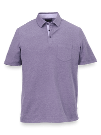 Cotton Blend Three Button Polo - Purple