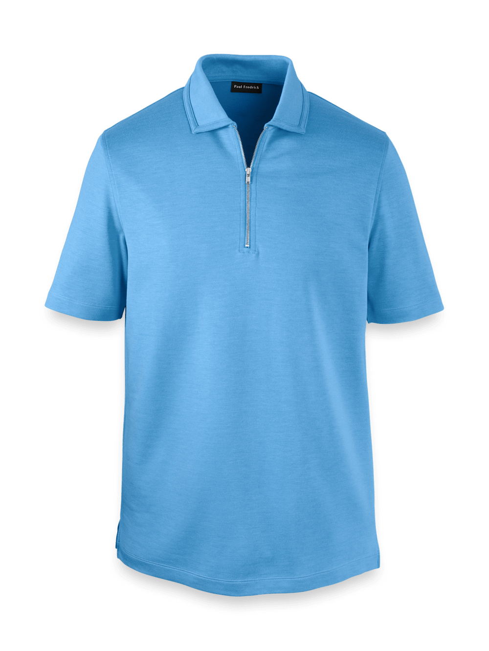 Product Image of Lyocell Blend Quarter Zip Polo-Blue