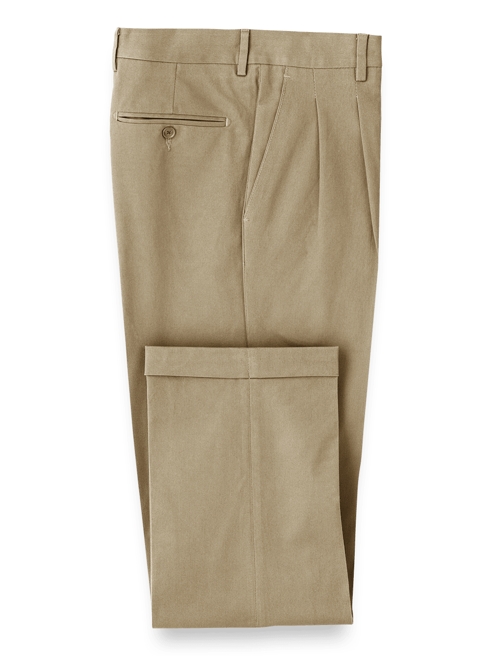 Product Image of Cotton Stretch Twill Pants-Dark Khaki#model_pleated front