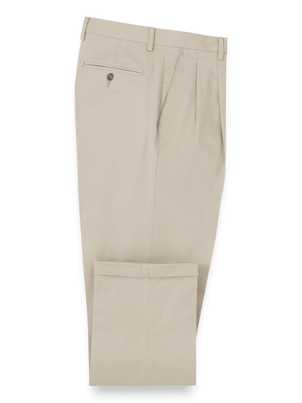 Product Image of Cotton Stretch Twill Pants-Khaki#model_pleated front
