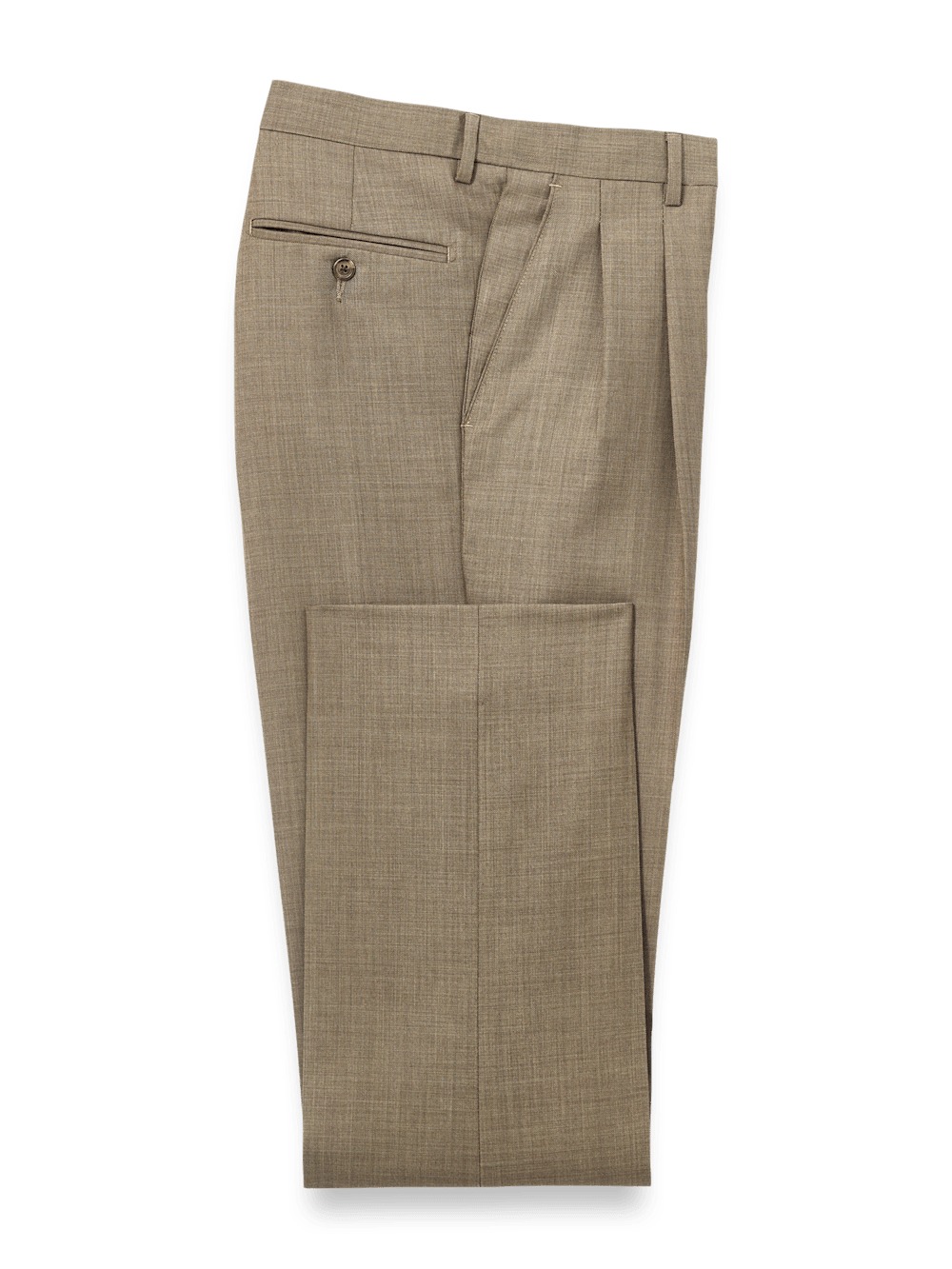 Product Image of Wool Sharkskin Pants-Light Brown#model_pleated front
