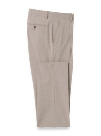 Microfiber Check Single Pleat Pants - Brown/white