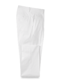 Cotton Seersucker Single Pleated Pants - White