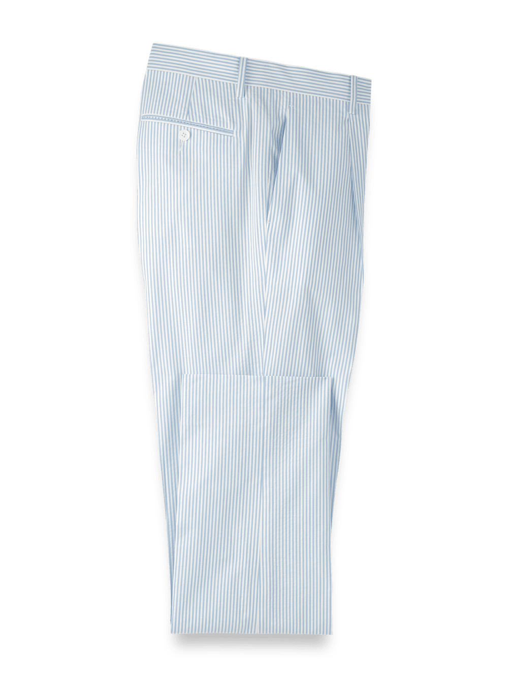 Product Image of Cotton Seersucker Single Pleated Pants-Blue/White