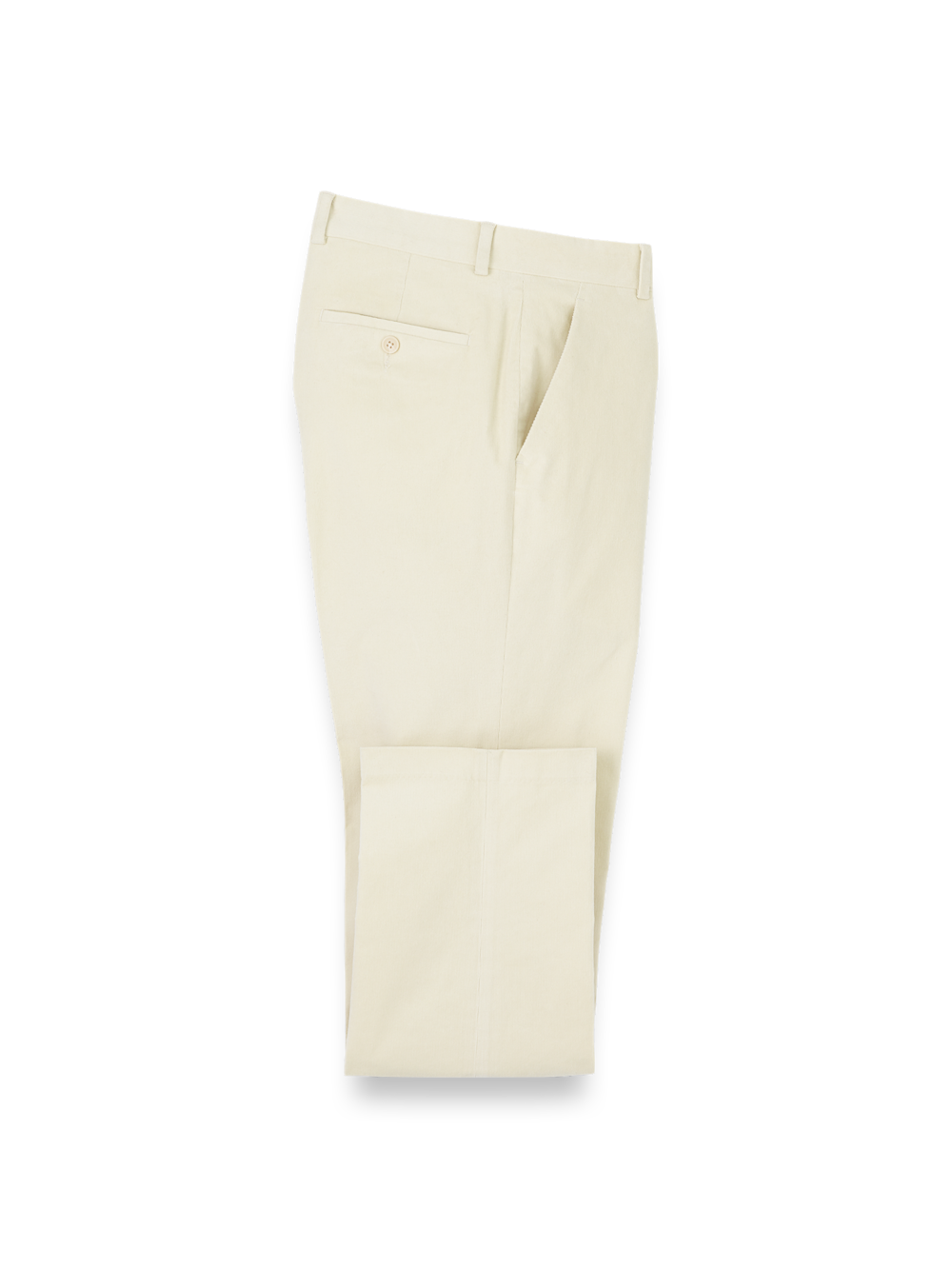 Product Image of Cotton Stretch Corduroy Pants-Winter White#model_pleated front