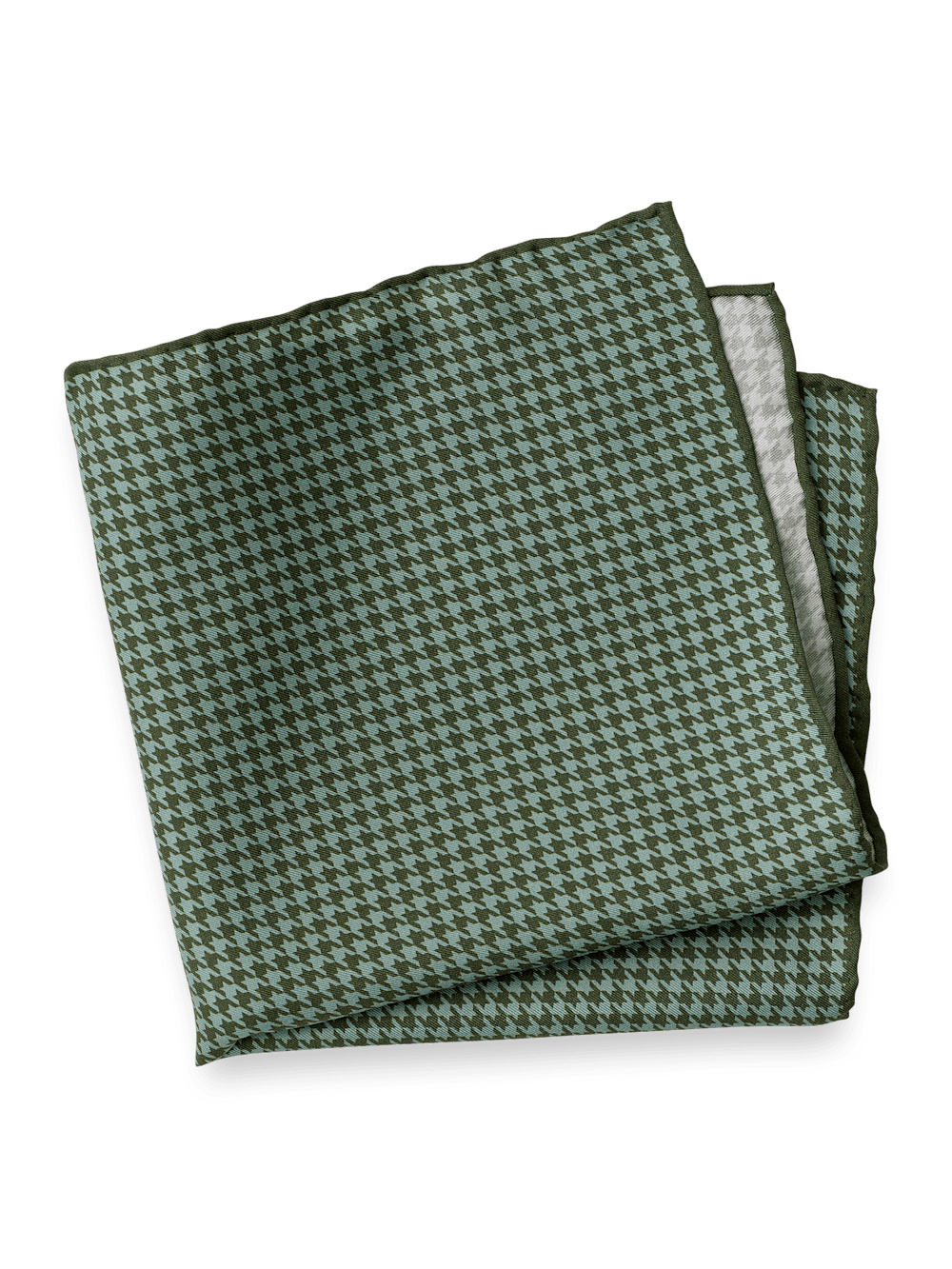 Product Image of Houndstooth Silk Pocket Square-Green