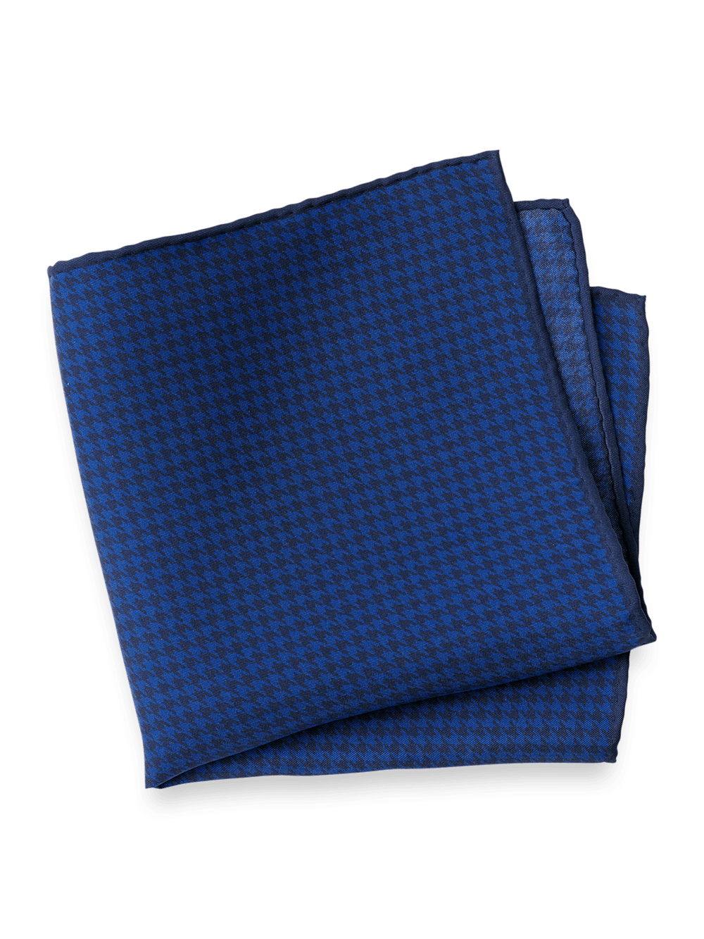 Product Image of Houndstooth Silk Pocket Square-Blue