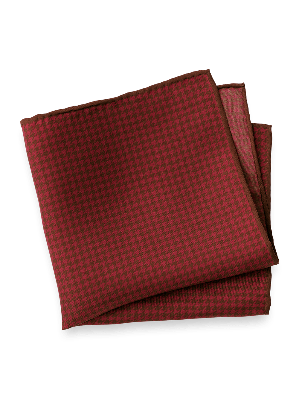 Product Image of Houndstooth Silk Pocket Square-Burgundy