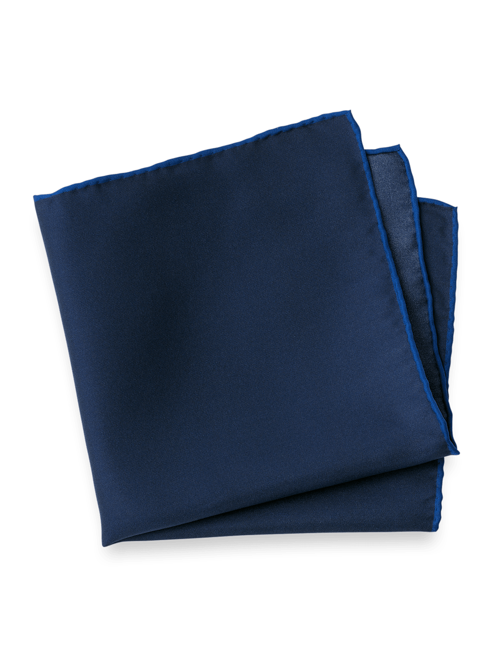 Product Image of Solid Silk Pocket Square-Navy