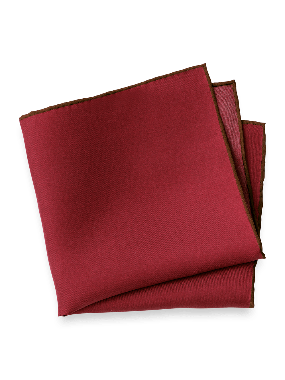 Product Image of Solid Silk Pocket Square-Burgundy