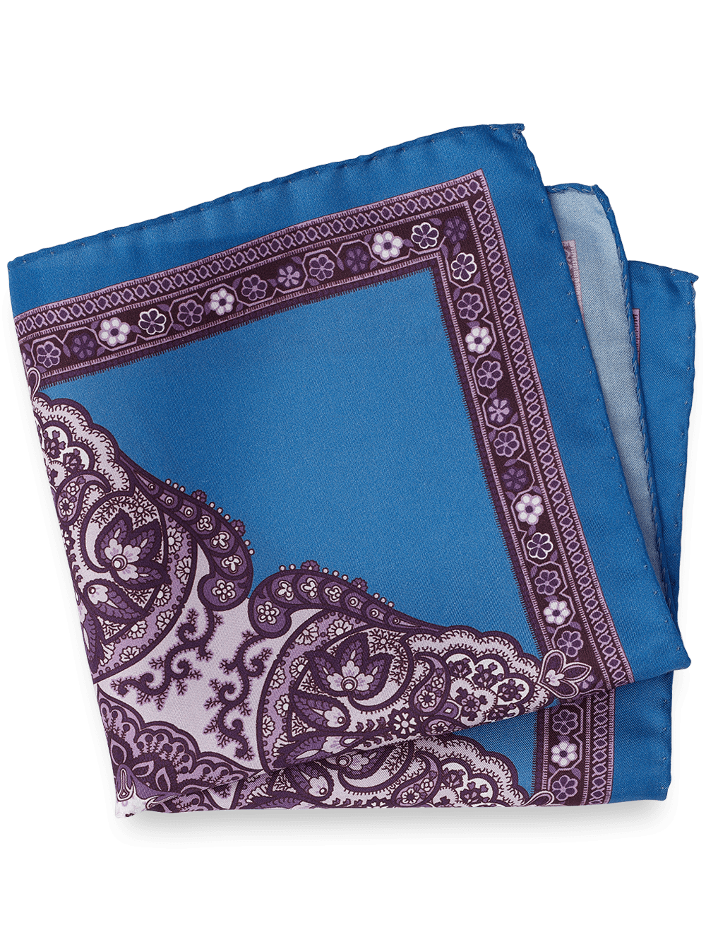 Product Image of Medallion Silk Pocket Square-Blue/Purple
