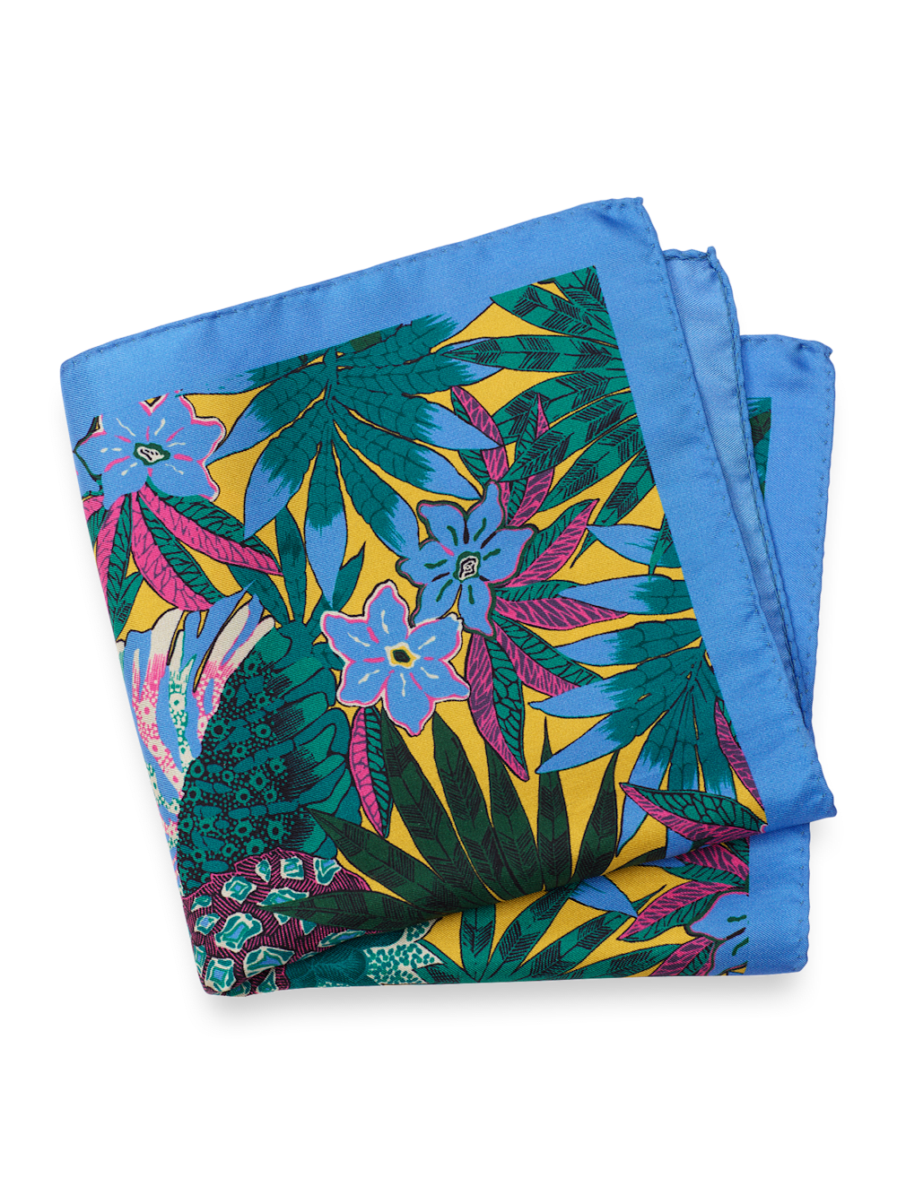 Product Image of Botanical Silk Pocket Square-Yellow Multi
