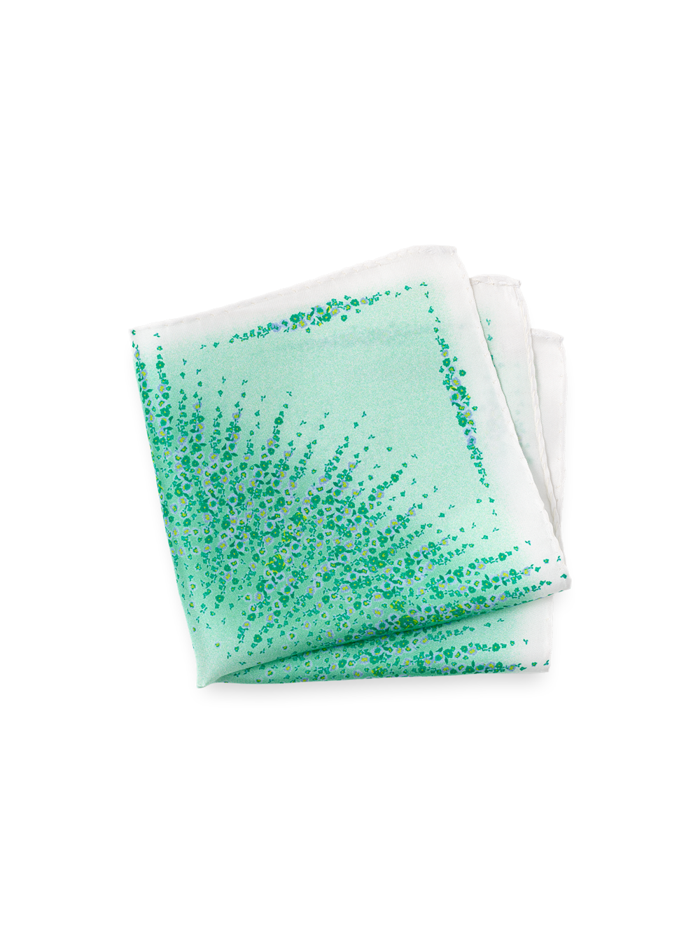 Product Image of Floral Silk Pocket Square-Green/White
