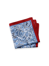Paisley Silk Pocket Square - Blue/red