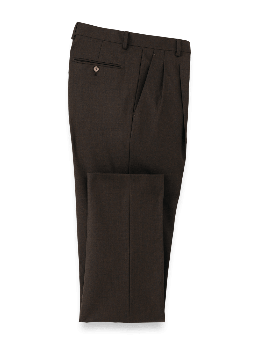 Product Image of Wool Stretch Bengaline Suit Pants-Dark Brown#model_pleated front