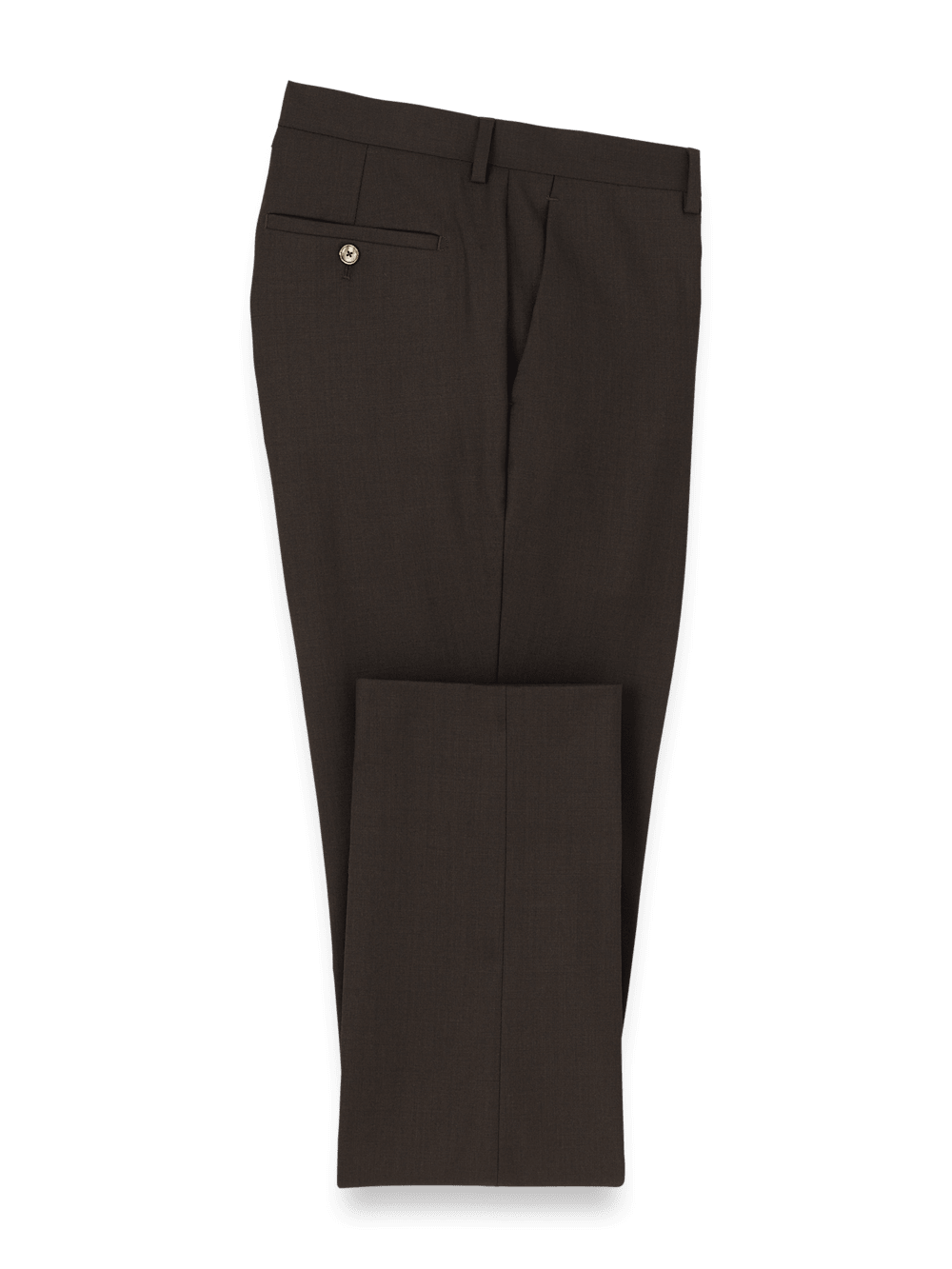 Product Image of Wool Stretch Bengaline Suit Pants-Dark Brown#model_flat front