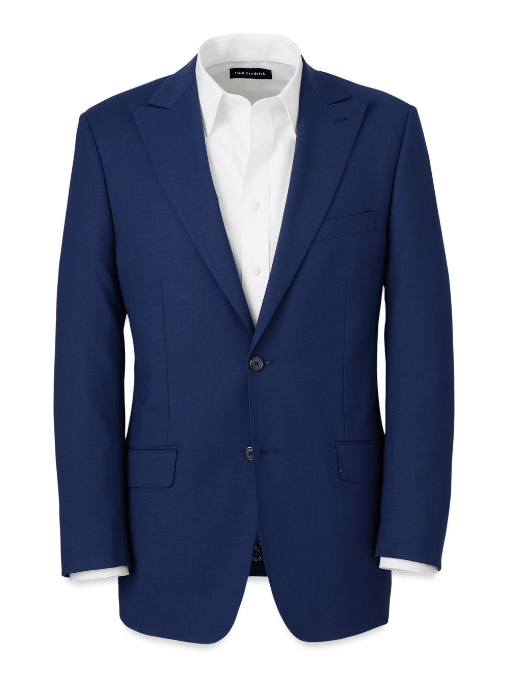 Product Image of Wool Stretch Bengaline Peak Lapel Suit Jacket-Blue