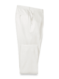 Linen Blend Single Pleat Suit Pants - White