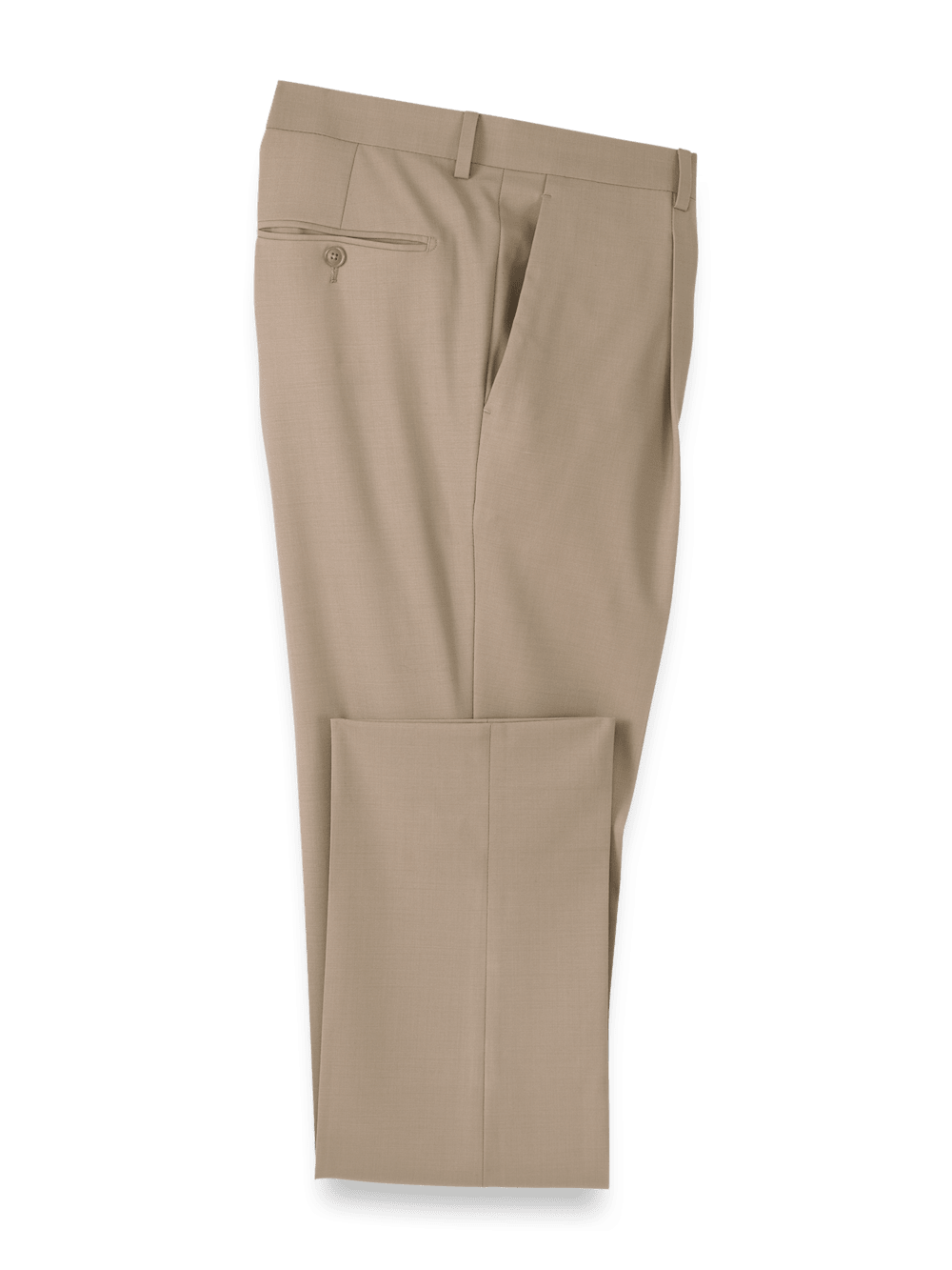 Product Image of Wool Stretch Bengaline Pleated Suit Pants-Light Tan