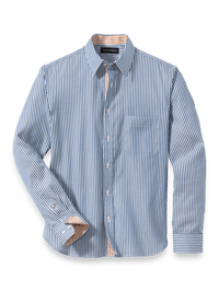 Cotton Stripe Casual Shirt - Blue/orange