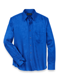 Lyocell Solid Jacquard Casual Shirt - Blue