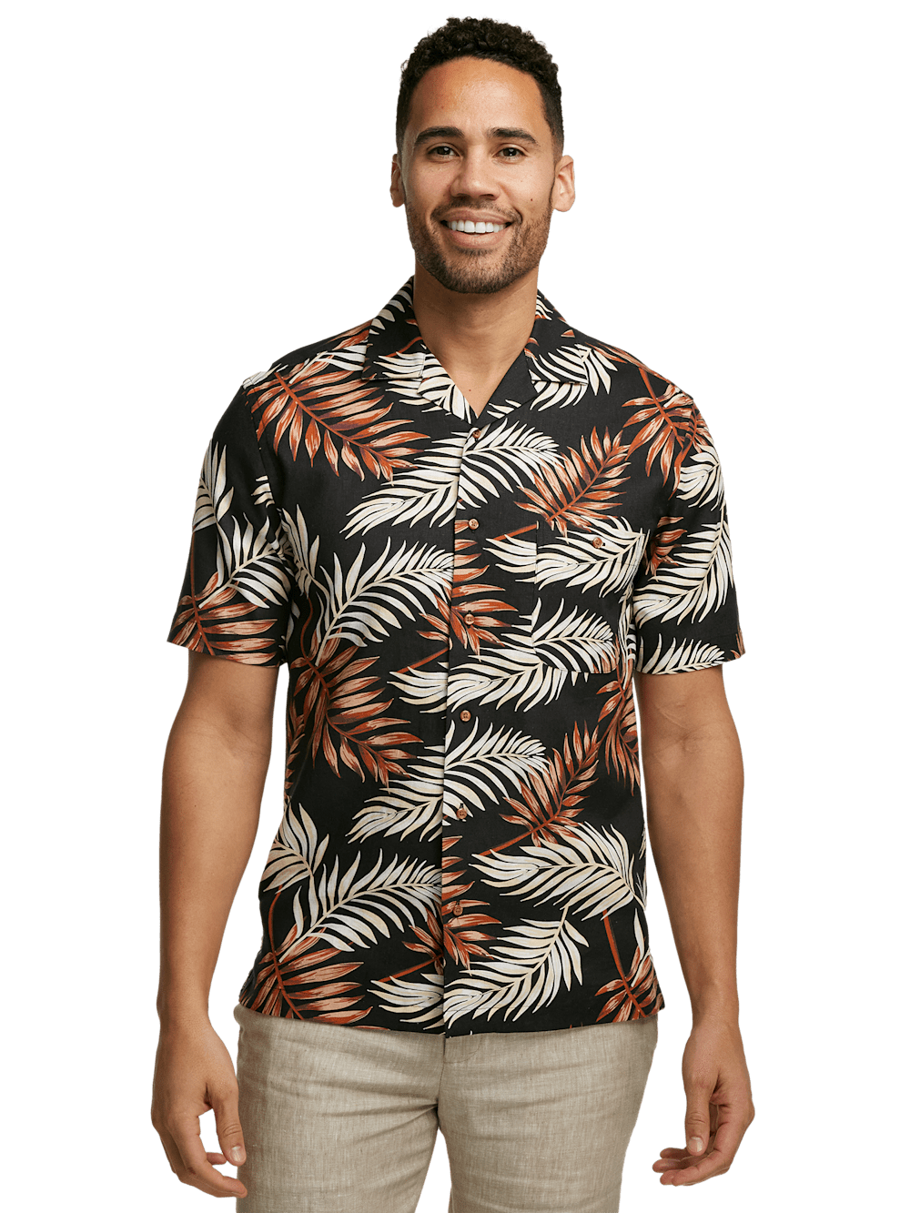 Alternate Image of Linen Blend Tropical Print Casual Shirt-1