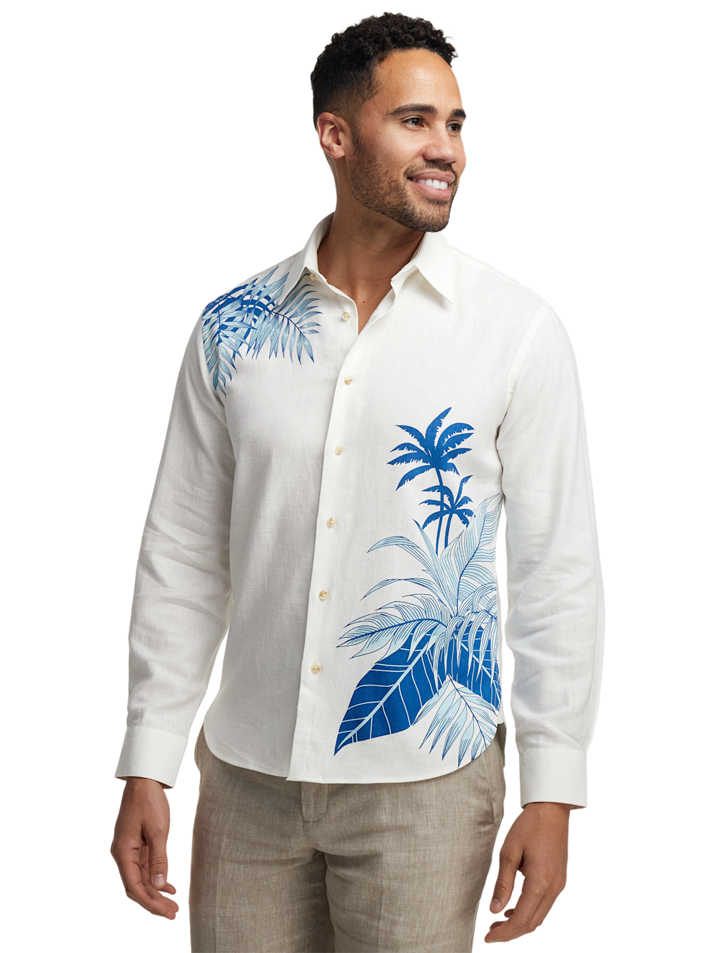 Alternate Image of Linen Blend Botanical Print Casual Shirt-1