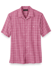 Cotton Windowpane Casual Shirt - Berry