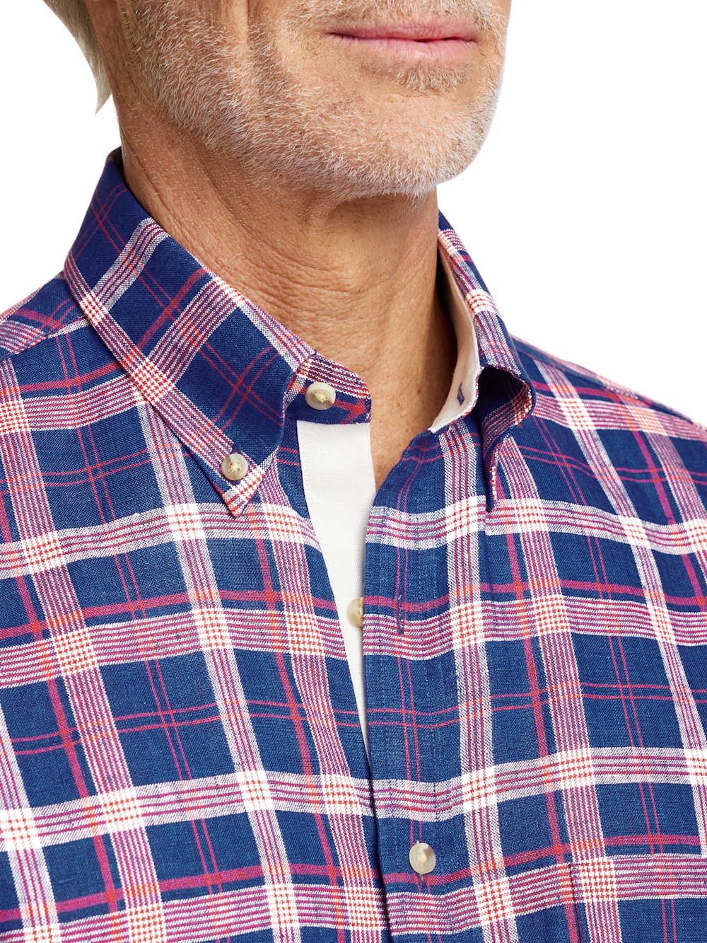 Alternate Image of Linen Plaid Casual Shirt-2