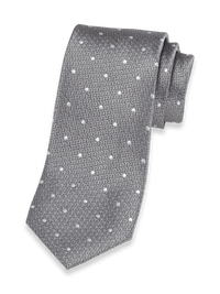 Dot Woven Silk Tie - Silver