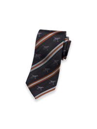 Dog Motif Woven Silk Tie - Black Multi