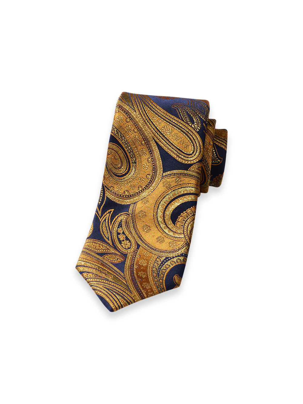 Product Image of Paisley Woven Silk Blend Tie-Navy/Gold