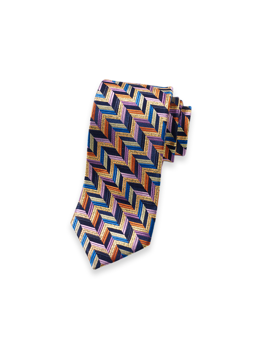 Product Image of Herringbone Woven Silk Blend Tie-Multi
