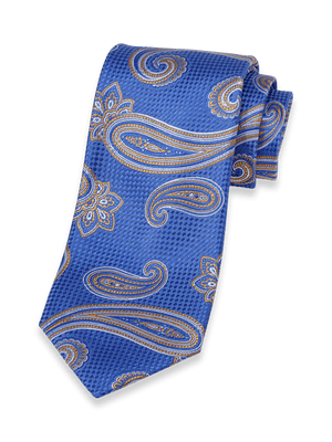 Paisley Woven Silk Tie - Blue/yellow