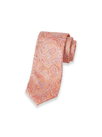 Paisley Woven Silk Tie - Orange