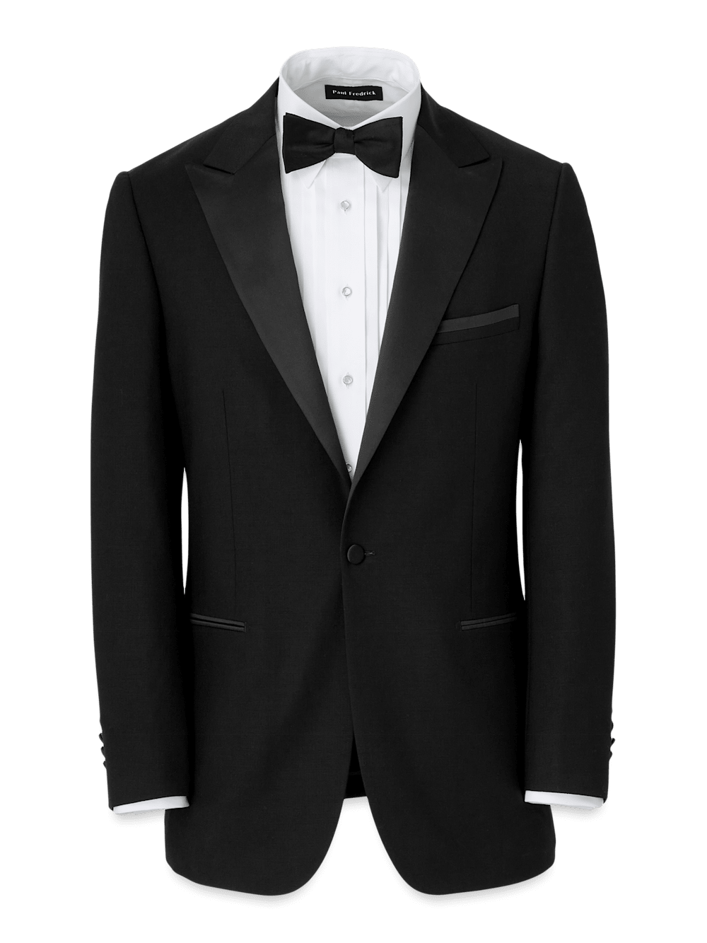 Product Image of Wool Stretch Single Breasted Peak Lapel Tuxedo Jacket-Black