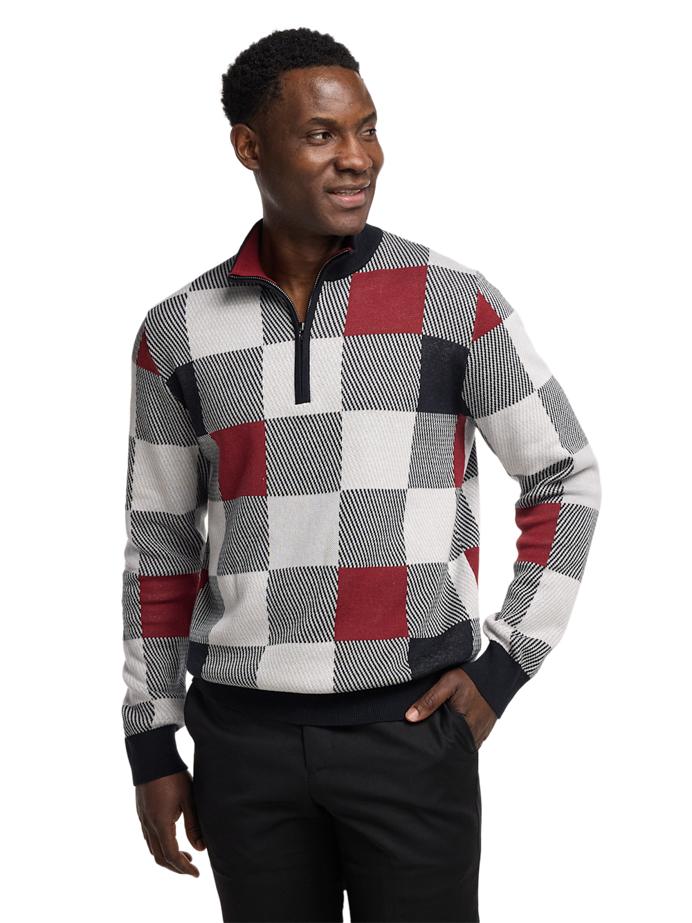Alternate Image of Cotton Quarter Zip Mock Neck Sweater-1