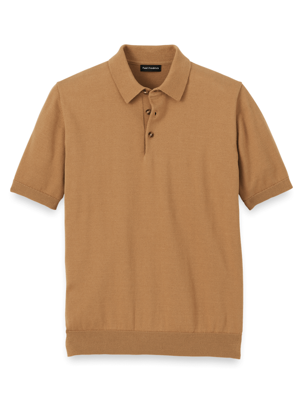 Product Image of Supima Cotton Three Button Polo-Light Brown