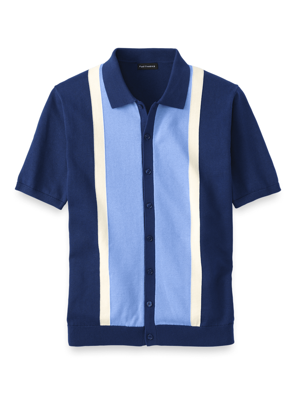 Product Image of Cotton Button Front Polo-Navy